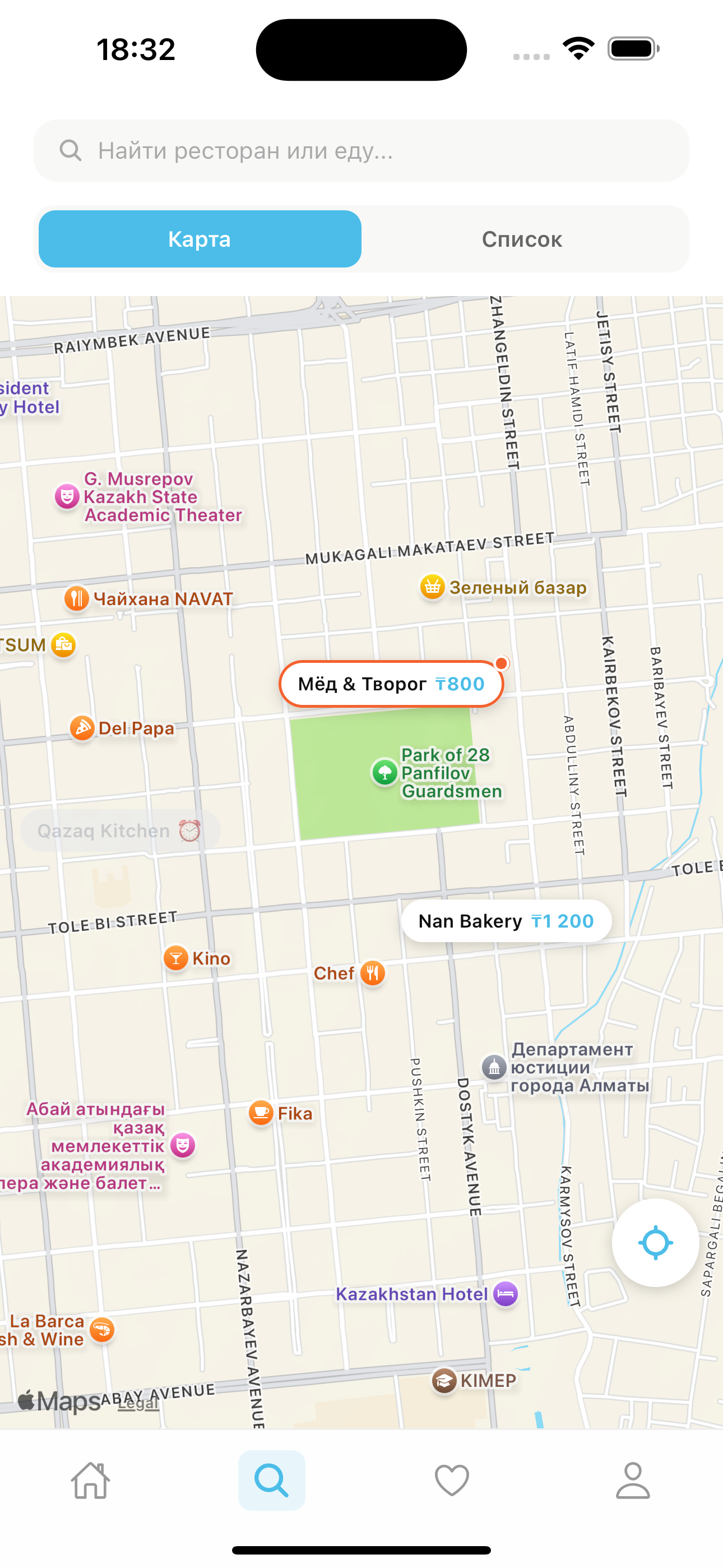 Restaurant map view